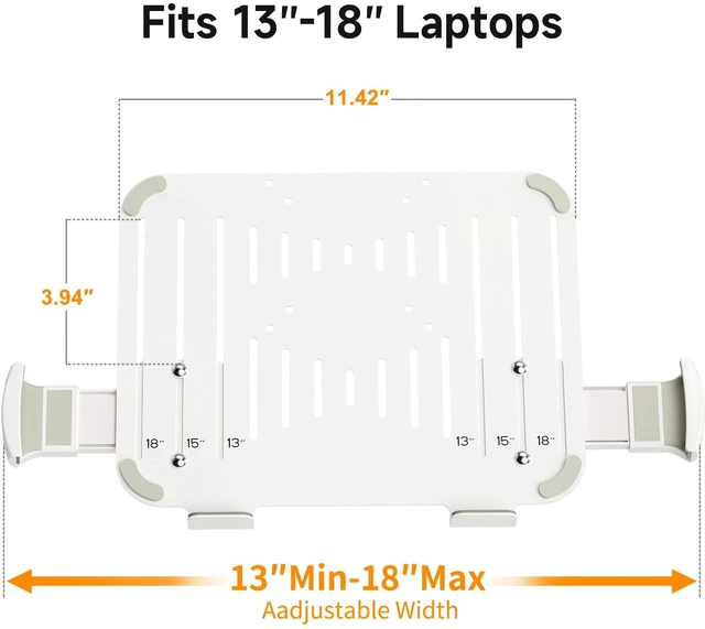 Alt view image 2 of 7 - Adjustable 13 to 18 inch Laptop VESA Arm Mount Tray for Monitor Arms and Stands (Tray Only),Fits 75x75/ 100x100 mm VESA Mount Holes,and Supports Weight up to 10lbs,White(TP007W)