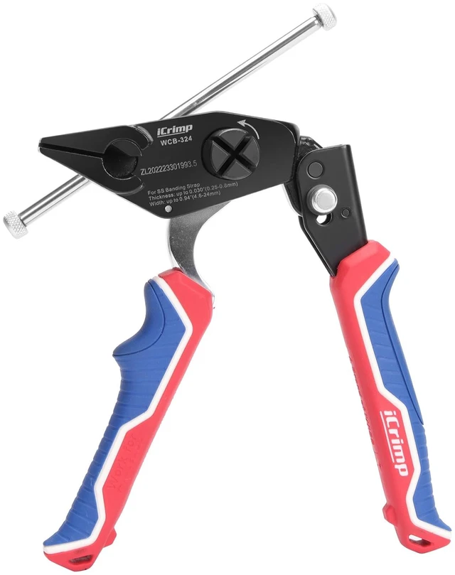 Main image of iCrimp Steel Strapping Banding Tool, Metal Tensioner Built-In Cutter for 0.18" to 0.94" Width Stainless Steel Tie, Suitable for Cable Grips, Automotive Wire Harness, Utility Poles, WCB-324