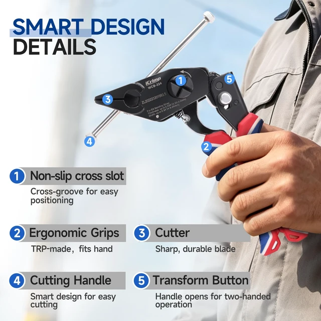 Alt view image 3 of 7 - iCrimp Steel Strapping Banding Tool, Metal Tensioner Built-In Cutter for 0.18" to 0.94" Width Stainless Steel Tie, Suitable for Cable Grips, Automotive Wire Harness, Utility Poles, WCB-324