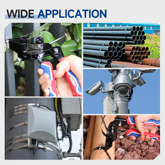 Alt view image 6 of 7 - iCrimp Steel Strapping Banding Tool, Metal Tensioner Built-In Cutter for 0.18" to 0.94" Width Stainless Steel Tie, Suitable for Cable Grips, Automotive Wire Harness, Utility Poles, WCB-324