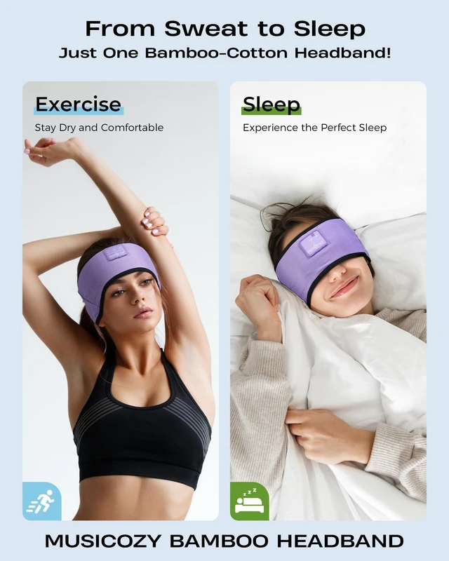 Alt view image 3 of 7 - Sleep Headband Headphone Soft Bluetooth Headphones for Sleeping Bamboo Cotton Sport Headphone for Side Sleepers Wireless Headbands with Ultra-Thin HD Stereo Speaker for Women Men