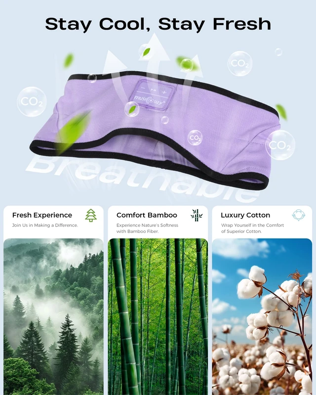 Alt view image 2 of 7 - Sleep Headband Headphone Soft Bluetooth Headphones for Sleeping Bamboo Cotton Sport Headphone for Side Sleepers Wireless Headbands with Ultra-Thin HD Stereo Speaker for Women Men