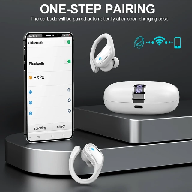 Alt view image 5 of 7 - Wireless Earbuds Bluetooth Headphone Sport, Bluetooth Earbuds 14.2mm Driver Stereo Over Ear Buds, Noise Cancelling Earphone, IP7 Waterproof Headset for Workout/Running
