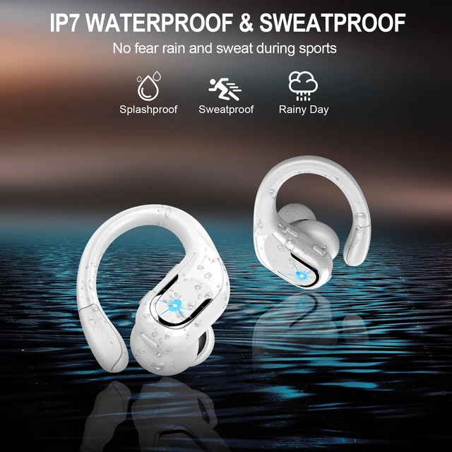Alt view image 7 of 7 - Wireless Earbuds Bluetooth Headphone Sport, Bluetooth Earbuds 14.2mm Driver Stereo Over Ear Buds, Noise Cancelling Earphone, IP7 Waterproof Headset for Workout/Running