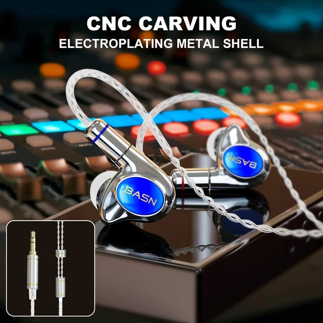 Alt view image 3 of 7 - Metalen 4 Drivers in-Ear Monitor Headphones, Wired Earbuds, Sapphire 2BA+2DD Musicians Noise Isolating IEMs with Deep Bass, Two Detachable MMCX Cables with Case for Singers,Drummers,Bassists