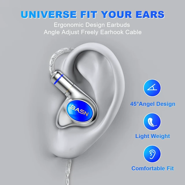 Alt view image 4 of 7 - Metalen 4 Drivers in-Ear Monitor Headphones, Wired Earbuds, Sapphire 2BA+2DD Musicians Noise Isolating IEMs with Deep Bass, Two Detachable MMCX Cables with Case for Singers,Drummers,Bassists