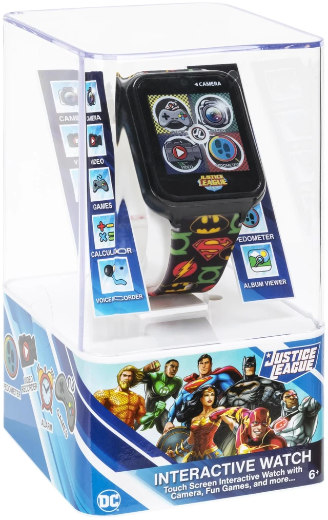 Alt view image 7 of 7 - Justice League Kids Interactive Smart Watch with Touchscreen, Camera, Games, Pedometer, Alarm Fun Learning Digital Watch for Boys & Girls Superhero-Themed Silicone Strap Fits Wrists 5.5-8