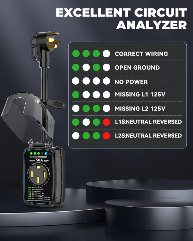 Alt view image 6 of 7 - Bluetooth Smart RV Surge Protector 30Amp EPO KWH Meter Rv Surge Protector Circuit Analyzer App Control, Auto-Reconnection, Built-in Buzzer, Replaceable Module UL Listed (RV Surge-50A)
