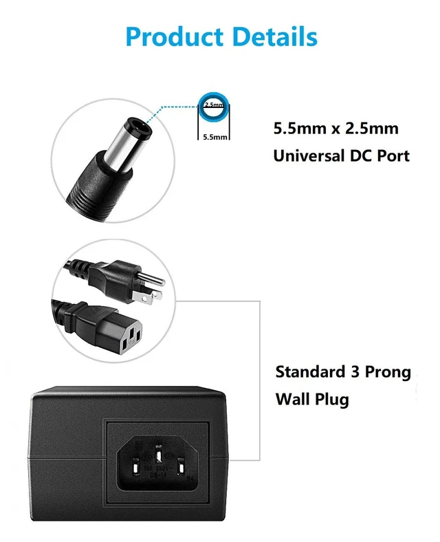 Alt view image 3 of 5 - 24V DC Power Supply 4A Universal AC Adapter, 100-240 50/60Hz Adapter to 24 Volts 4Amp Transformer, DC 24V Power Cord, 5.5mm x 2.5mm Plug