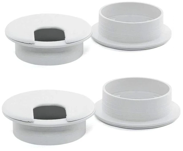Main image of 4pcs 2 Inch Desk Wire Cord Cable Grommets Hole Cover for Office PC Desk Cable Cord Organizer Plastic Cover (White-4Pcs)