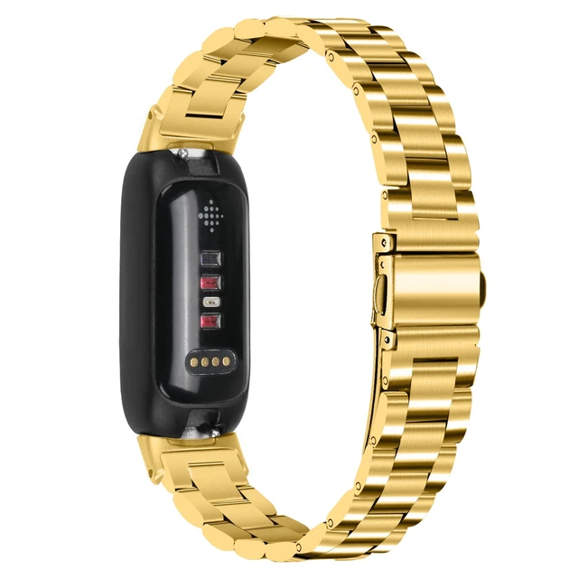 Alt view image 2 of 6 - Stainless Steel Band Compatible with Fitbit Inspire 3, Adjustable Metal Watch Bands BraceletsWristband Replacement for Women Men (Gold)