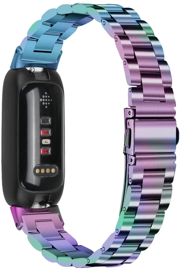 Alt view image 2 of 6 - Stainless Steel Band Compatible with Fitbit Inspire 3, Adjustable Metal Watch Bands BraceletsWristband Replacement for Women Men(Colourful)