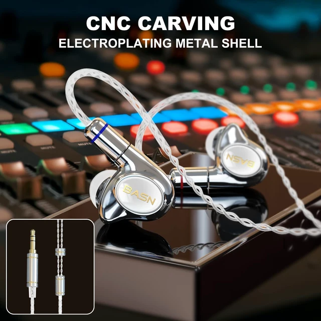 Alt view image 3 of 7 - Metalen 4 Drivers in-Ear Monitor Headphones, Wired Earbuds, White 2BA+2DD Musicians Noise Isolating IEMs with Deep Bass, Two Detachable MMCX Cables with Case for Singers,Drummers,Bassists