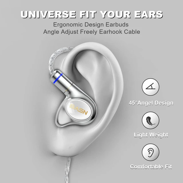 Alt view image 4 of 7 - Metalen 4 Drivers in-Ear Monitor Headphones, Wired Earbuds, White 2BA+2DD Musicians Noise Isolating IEMs with Deep Bass, Two Detachable MMCX Cables with Case for Singers,Drummers,Bassists