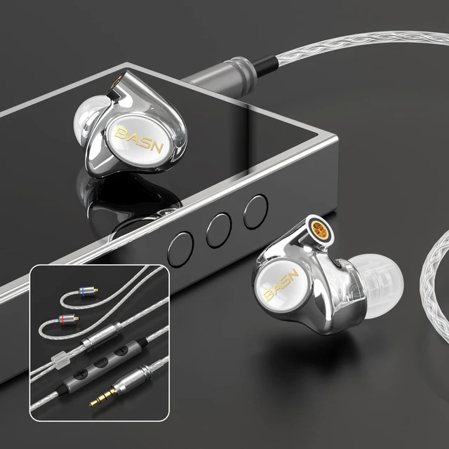 Alt view image 5 of 7 - Metalen 4 Drivers in-Ear Monitor Headphones, Wired Earbuds, White 2BA+2DD Musicians Noise Isolating IEMs with Deep Bass, Two Detachable MMCX Cables with Case for Singers,Drummers,Bassists