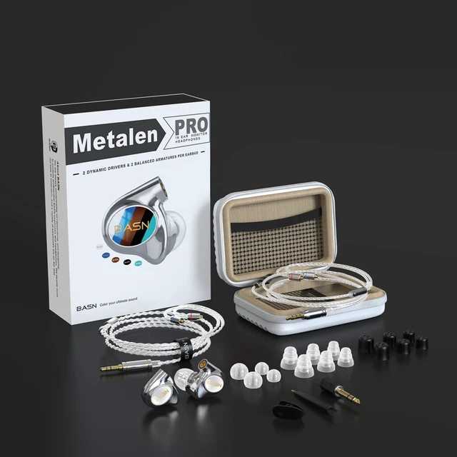Alt view image 6 of 7 - Metalen 4 Drivers in-Ear Monitor Headphones, Wired Earbuds, White 2BA+2DD Musicians Noise Isolating IEMs with Deep Bass, Two Detachable MMCX Cables with Case for Singers,Drummers,Bassists
