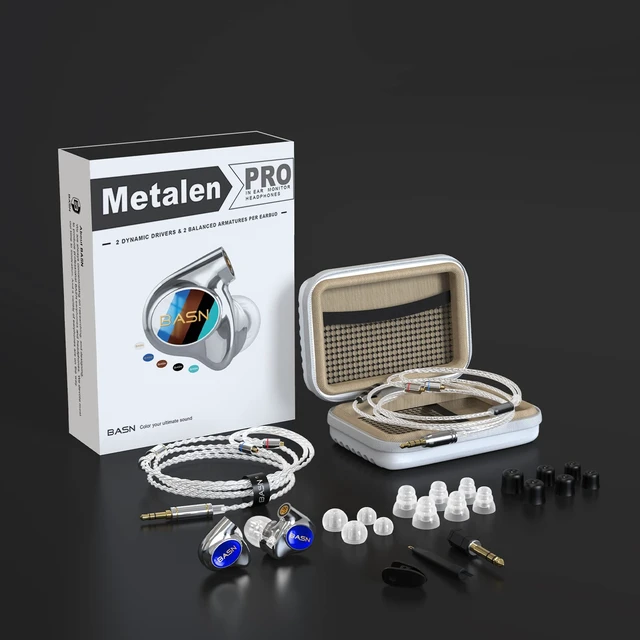 Alt view image 6 of 7 - Metalen 4 Drivers in-Ear Monitor Headphones, Wired Earbuds, Sapphire 2BA+2DD Musicians Noise Isolating IEMs with Deep Bass, Two Detachable MMCX Cables with Case for Singers,Drummers,Bassists