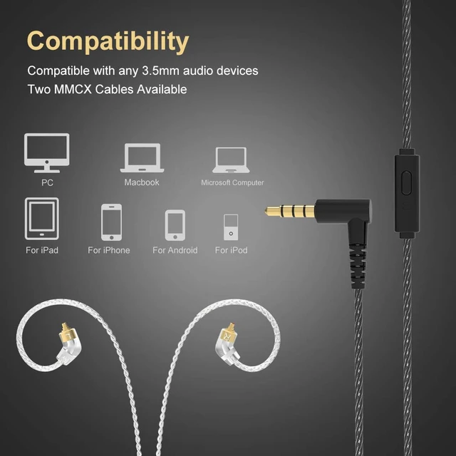 Alt view image 5 of 7 - Metalen 4 Drivers in-Ear Monitor Headphones, Wired Earbuds, Gray 2BA+2DD Musicians Noise Isolating IEMs with Deep Bass, Two Detachable MMCX Cables with Case for Singers,Drummers,Bassists
