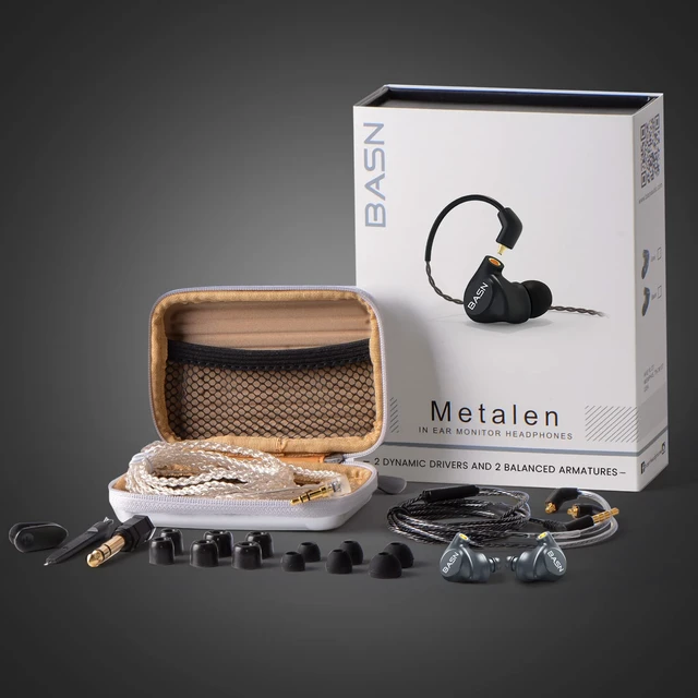 Alt view image 6 of 7 - Metalen 4 Drivers in-Ear Monitor Headphones, Wired Earbuds, Gray 2BA+2DD Musicians Noise Isolating IEMs with Deep Bass, Two Detachable MMCX Cables with Case for Singers,Drummers,Bassists