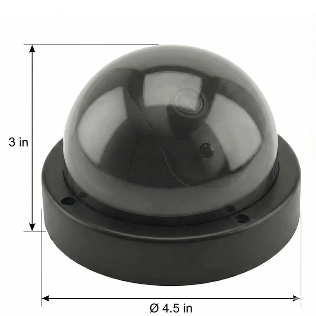 Alt view image 2 of 5 - Fake Security Cameras 4 Pack, Dummy CCTV Dome with Flashing Red LED 4 battery-operated dummy surveillance cameras for indoor and covered outdoor use; no recording, WiFi or app