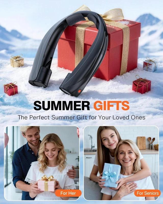 Alt view image 7 of 7 - Portable Neck Fan, 6000mAh Personal Fan, 360° Cooling Rechargeable Wearable Fan, 6 Speeds Adjustable Hands Free Fan for Travel Outdoor, Office, Ideal Summer Gifts