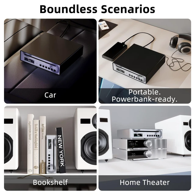 Alt view image 4 of 7 - SMSL PL100PRO CD Player CS43131*2 DAC Chips Lossless MQA Playback CD Transport Optical/Coaxial/RCA/XLR Balanced/3.5mm/4.4mm Headphone Output for Home,Car Playback with Remote Control Black