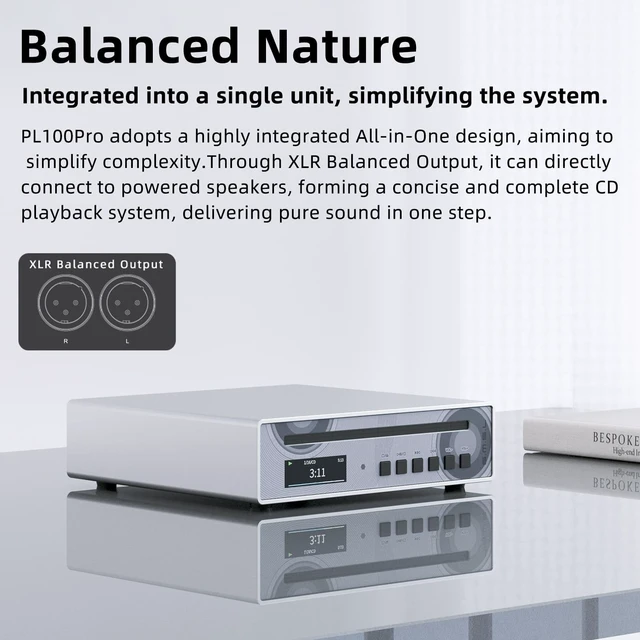 Alt view image 6 of 7 - SMSL PL100PRO CD Player CS43131*2 DAC Chips Lossless MQA Playback CD Transport Optical/Coaxial/RCA/XLR Balanced/3.5mm/4.4mm Headphone Output for Home,Car Playback with Remote Control Black