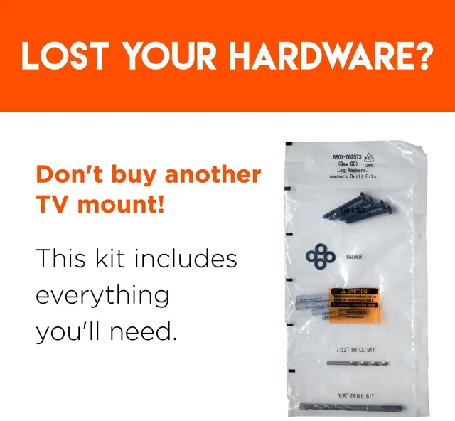 Alt view image 3 of 7 - Lag Bolt Kit for Mounting A TV Into Wood Or Concrete - Includes Heavy Duty Bolts, Fischer Concrete Anchors and 2 Drill Bits