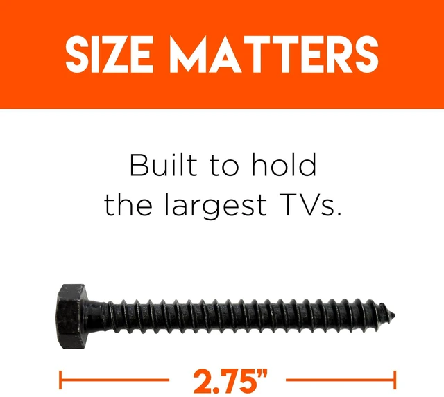 Alt view image 4 of 7 - Lag Bolt Kit for Mounting A TV Into Wood Or Concrete - Includes Heavy Duty Bolts, Fischer Concrete Anchors and 2 Drill Bits