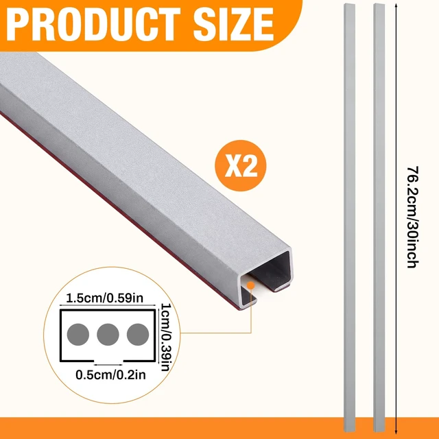Alt view image 2 of 7 - 2 Pack 30" Long Metal Cord Cover Self-Adhesive Brushed Lamp Cable Raceway Wire Hider for Wall Cable Home Office Kitchen(Grey)