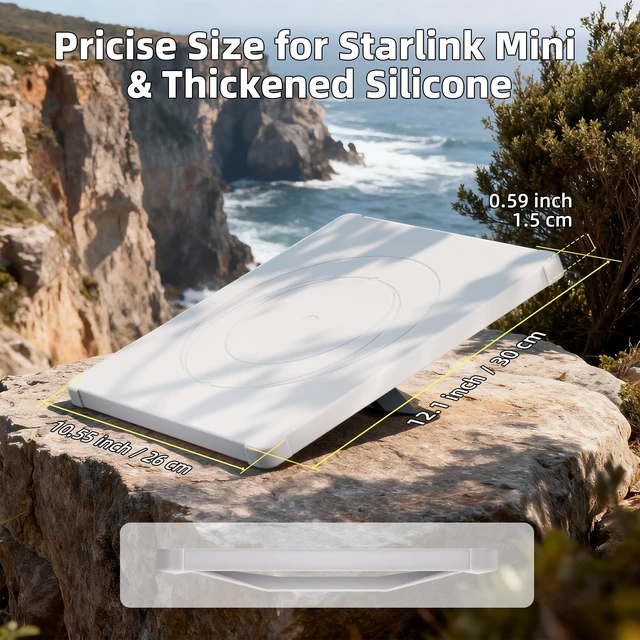Alt view image 5 of 6 - White Starlink Mini Cover, Starlink Mini Protective Cover Liquid Silicone Sleeve Accessories for Camping Outdoor Protector from Scratching Hailstone