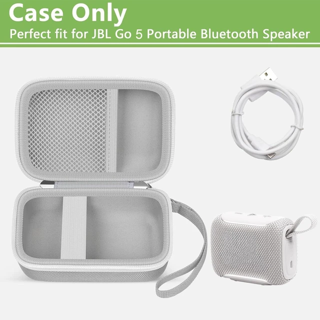 Alt view image 2 of 7 - Speaker Case for JBL Go 5, Go 4 and Go 3, Hard Travel Case, Case Only Hard Case, Elastic Strap, Mesh Cable Pocket, Compact for Travel, Speaker and Accessories Not Included, Gray