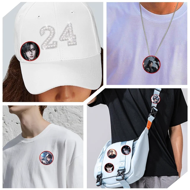 Alt view image 6 of 6 - HD Touchscreen Digital Badge Pin with Sound, Type-C Fast Charge Red Customizable Anime Style Wearable, Smart Button for Cosplay, Parties,Fan Events and Fandoms