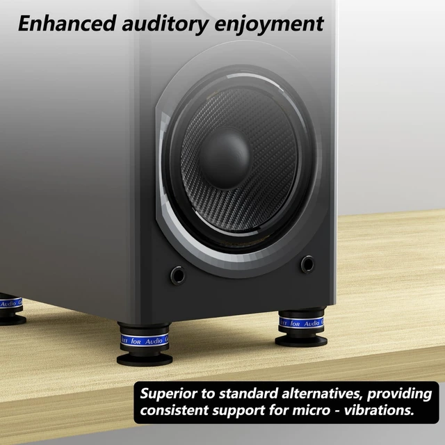 Alt view image 5 of 6 - Audiophile Speaker Isolation Spikes Aluminum Record Player Shock Absorber Speaker Floor Protector Mat Adjustable Subwoofer Anti Vibration Pads Non-Slip LP Vinyl Record Player Base
