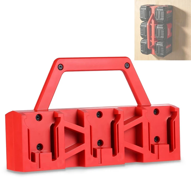 Main image of 2-IN-1 Battery Holder & Wall Mount Organizer for Mil.Waukee M18 Batteries 6-Slot Portable Mil.Waukee Battery Caddy Storage Case with Handle, Heavy Duty for Jobsite, Garage, Workshop, Van, Truck