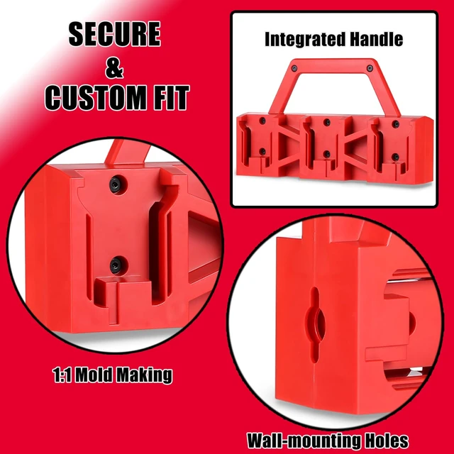 Alt view image 5 of 7 - 2-IN-1 Battery Holder & Wall Mount Organizer for Mil.Waukee M18 Batteries 6-Slot Portable Mil.Waukee Battery Caddy Storage Case with Handle, Heavy Duty for Jobsite, Garage, Workshop, Van, Truck