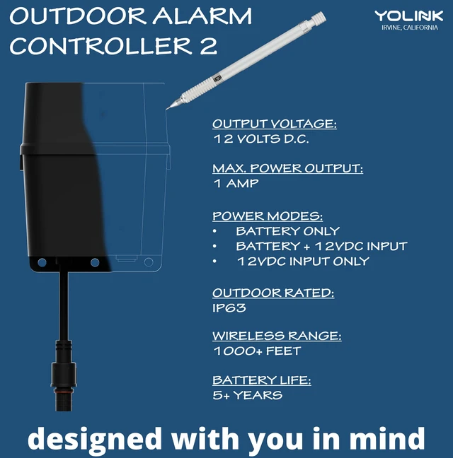Alt view image 6 of 7 - Outdoor Alarm Kit: Controller 2 + 130 dB Siren Paired Local Siren Control, 12V DC Needed for 130 dB, Remote App Control, LoRa Protocol Up to 2034 Feet, Hub Required