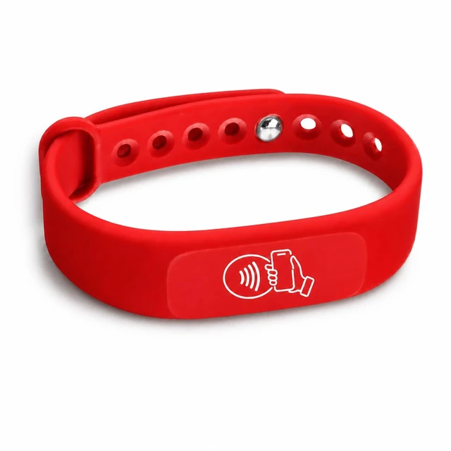 Alt view image 2 of 7 - NFC Smart Business Card Wristband, Adjustable (Red) QR Code, Waterproof Silicone, Tap to Share Contact Info, Works with iPhone and Android