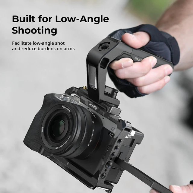 Alt view image 6 of 7 - Lightweight NATO Clamp Top Handle for Camera Cage Tiny Camera Top Grip Only 119g, Handgrip with Locating Hole for ARRI and Two Cold Shoe Mounts- 5977
