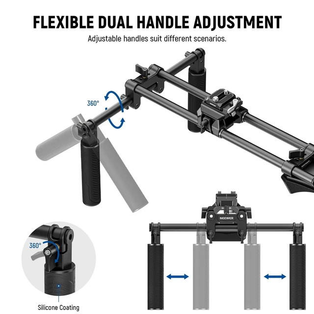 Alt view image 4 of 7 - Shoulder Mount Video Rig with Arca Quick Release DSLR Camera & Camcorder Mounting, Dual Handles 15mm Rods (16"/40cm), Filmmaking Video Stabilizer Compatible with SmallRig Follow Focus, SR007