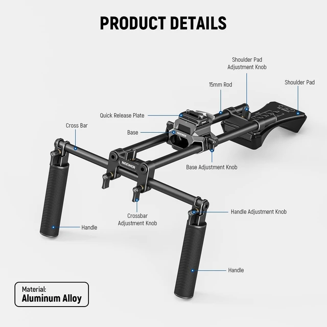 Alt view image 2 of 7 - Shoulder Mount Video Rig with Arca Quick Release DSLR Camera & Camcorder Mounting, Dual Handles 15mm Rods (16"/40cm), Filmmaking Video Stabilizer Compatible with SmallRig Follow Focus, SR007