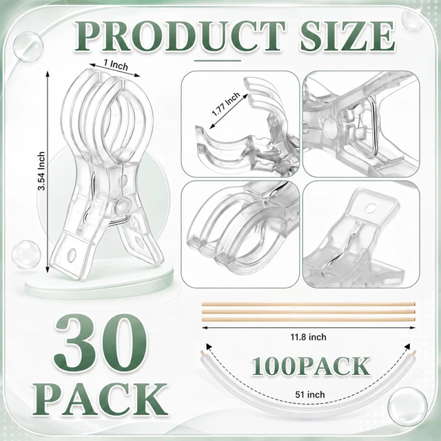 Alt view image 2 of 7 - 30 Pack 3.5 Inch Balloon Arch Clips 100 Pcs 260 Long Balloons Kit 3.5 Inch Large Heavy Duty Clip, Plastic Transparent, Clear 260 Long Balloons, For Arch Backdrop Garland, Long Twisting Decor