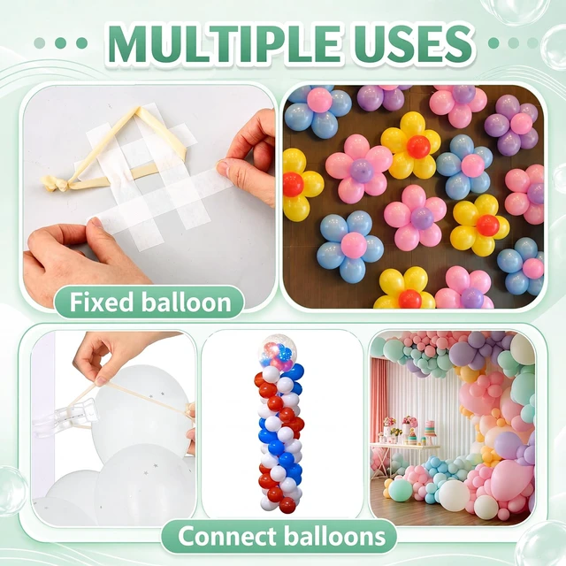 Alt view image 5 of 7 - 30 Pack 3.5 Inch Balloon Arch Clips 100 Pcs 260 Long Balloons Kit 3.5 Inch Large Heavy Duty Clip, Plastic Transparent, Clear 260 Long Balloons, For Arch Backdrop Garland, Long Twisting Decor