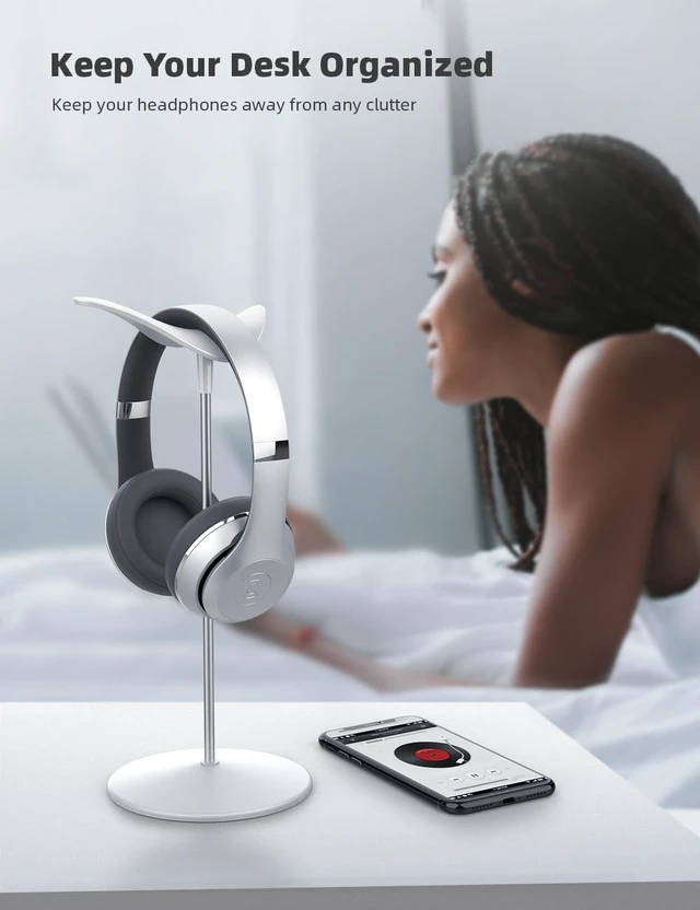 Alt view image 4 of 7 - Headphone Stand Desktop Headset Holder, Elegant Earphone Stand Unique Appearance Design, Ultra Sturdy, Multi-Scenario Use for All Headset like Airpods Max, HyperX, Beats, Senn heiser