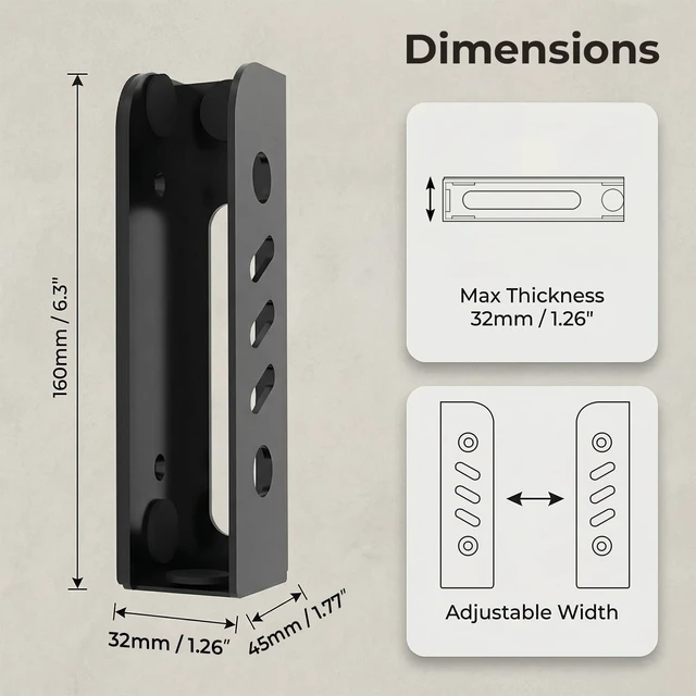 Alt view image 6 of 7 - Metal Wall and Under Desk Laptop Mount with Screws Universal Wall Mount Bracket for Laptop/Tablet/Keyboard/Surface/Switch and More 32mm/1.26 Thick Adjustable Laptop Holder with Anti-Scratch Pads
