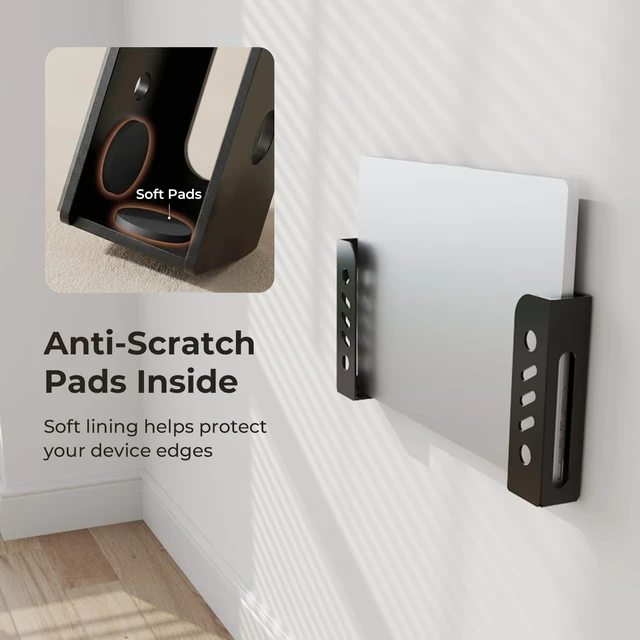 Alt view image 5 of 7 - Metal Wall and Under Desk Laptop Mount with Screws Universal Wall Mount Bracket for Laptop/Tablet/Keyboard/Surface/Switch and More 32mm/1.26 Thick Adjustable Laptop Holder with Anti-Scratch Pads