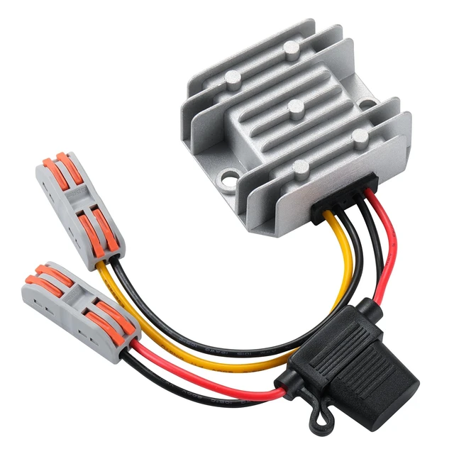 Main image of 60W DC 9V-32V Step Down to 12V 5A Voltage Regulator for Golf Carts DC 24V Step Down to 12V 5A 60W Buck Converter with Fuse and Clamps, Power Supply Power Adapter for Golf Cart/Truck/RV/Solar