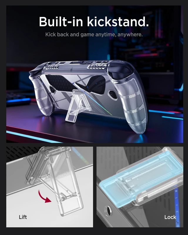 Alt view image 3 of 7 - Clear Case for ASUS ROG Xbox Ally X with Stand, Shockproof Anti-Scratch Non-Slip TPU Soft Silicone Protective Grip Cover for ROG Xbox Ally X 2025 Handheld Video Game Console with Kickstand