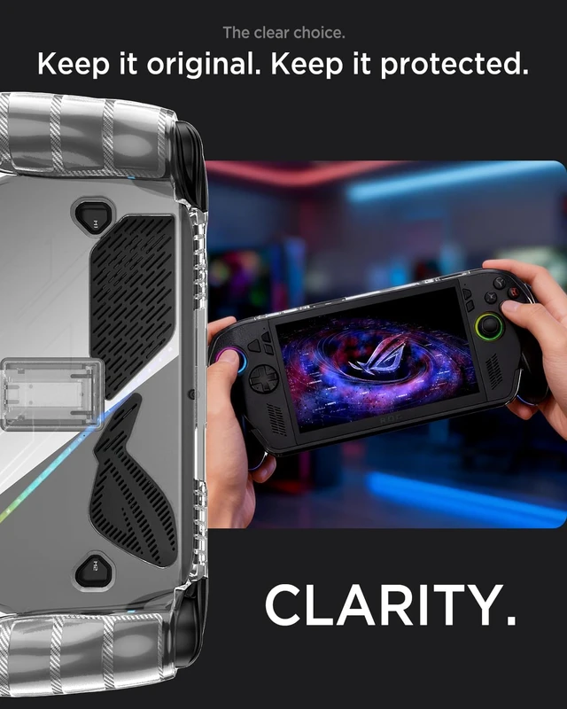 Alt view image 4 of 7 - Clear Case for ASUS ROG Xbox Ally X with Stand, Shockproof Anti-Scratch Non-Slip TPU Soft Silicone Protective Grip Cover for ROG Xbox Ally X 2025 Handheld Video Game Console with Kickstand