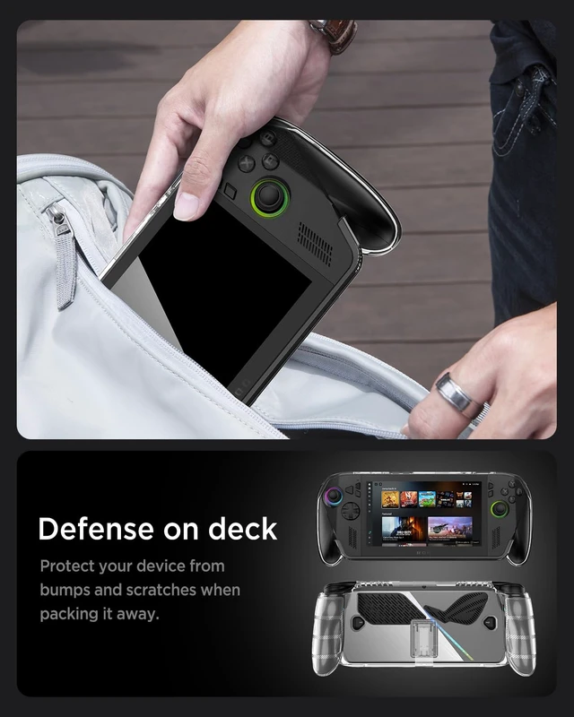 Alt view image 7 of 7 - Clear Case for ASUS ROG Xbox Ally X with Stand, Shockproof Anti-Scratch Non-Slip TPU Soft Silicone Protective Grip Cover for ROG Xbox Ally X 2025 Handheld Video Game Console with Kickstand